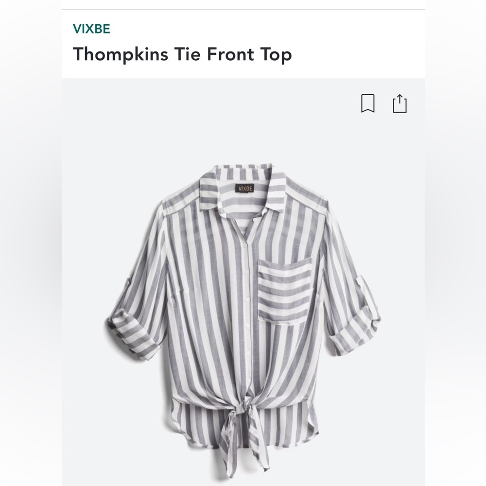 Vixbe Thompkins tie front button down top